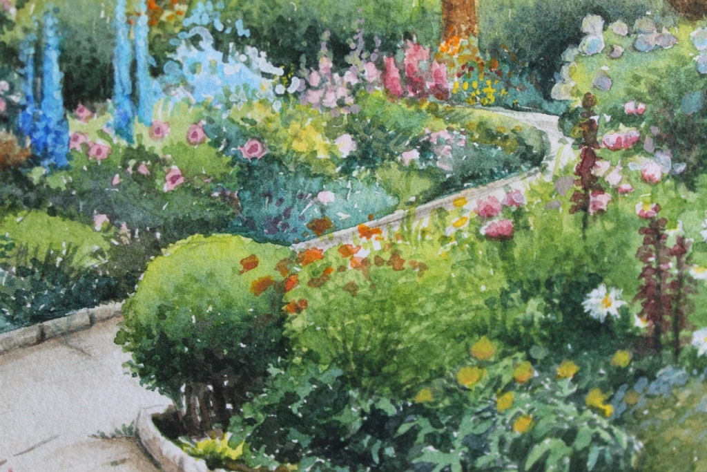 English Country Garden Original Fine Art Watercolour