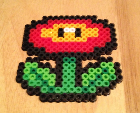 Items similar to Fire Flower Power Up Perler Bead Sprite Super Mario ...