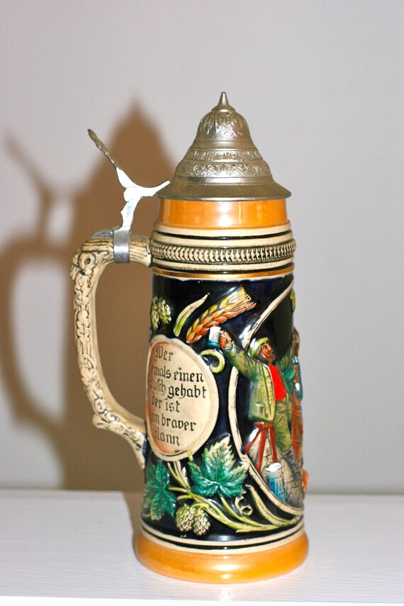 Vintage West Germany DBGM Lidded Stein Old Collectible West