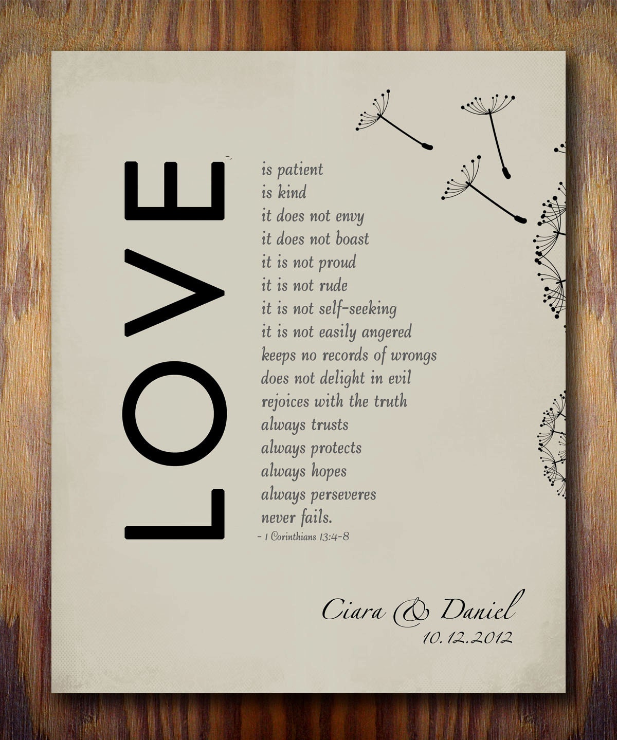 1st Wedding Paper Anniversary Gift Print 1 Corinthians 13