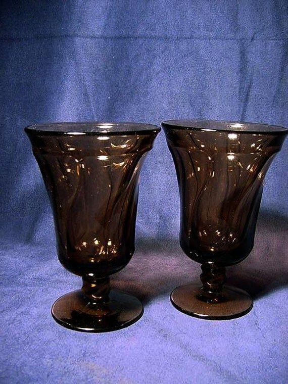 Fostoria Brown Jamestown Iced Tea Vintage Pair by IntrinsicVintage