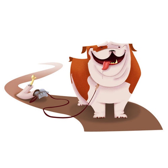 Bulldog Leash Zombie Hand 8x8 Halloween Art Print