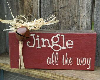 Christmas wood block--Jingle all the way christmas block-jingle bells