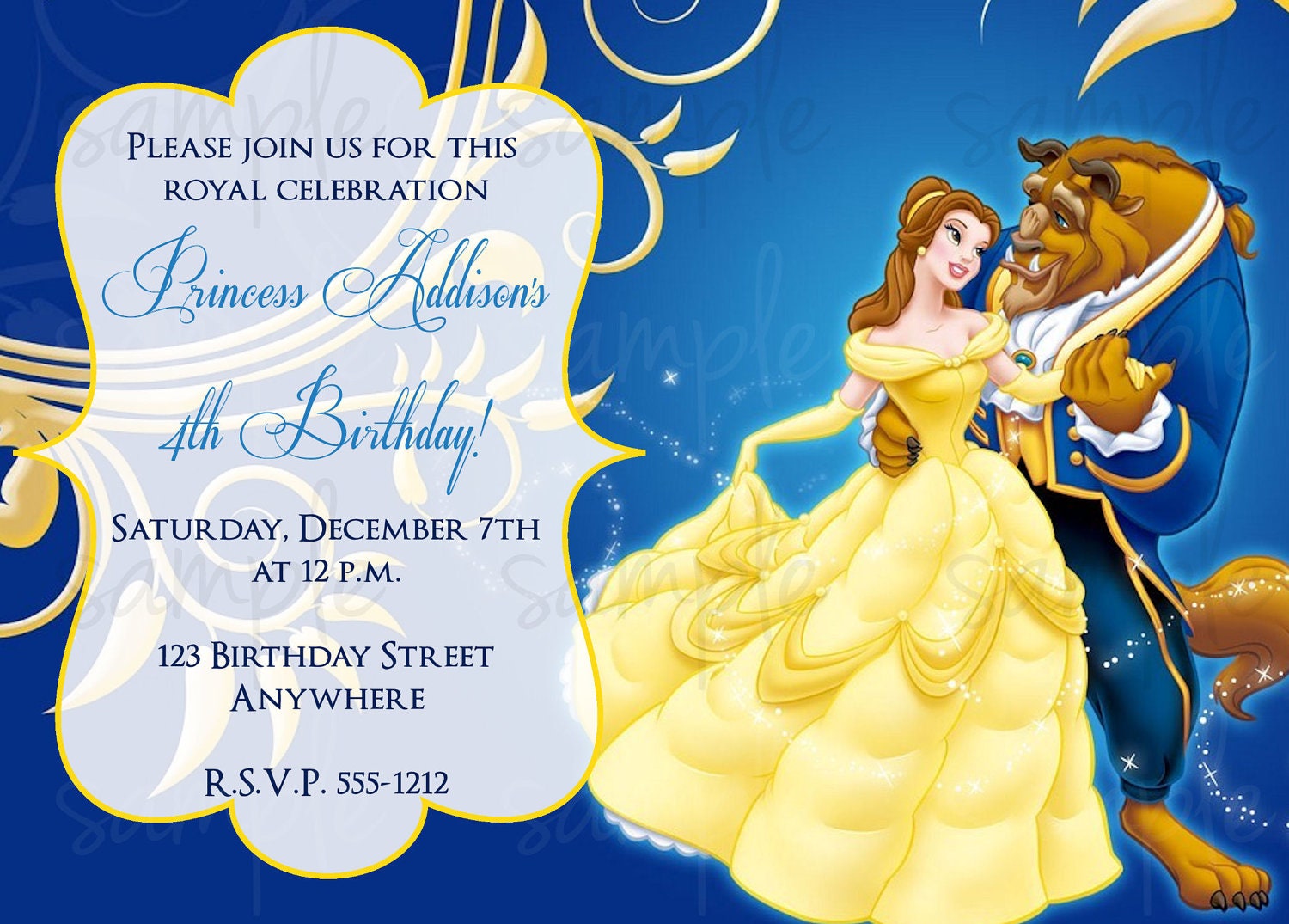 Beauty And The Beast Birthday Invitations 6