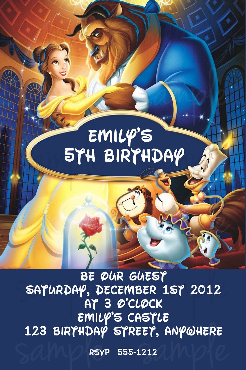 Beauty And Beast Birthday Invitations 2