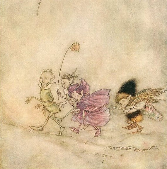 Arthur Rackham 1914 Elves Antique / Vintage Art Print