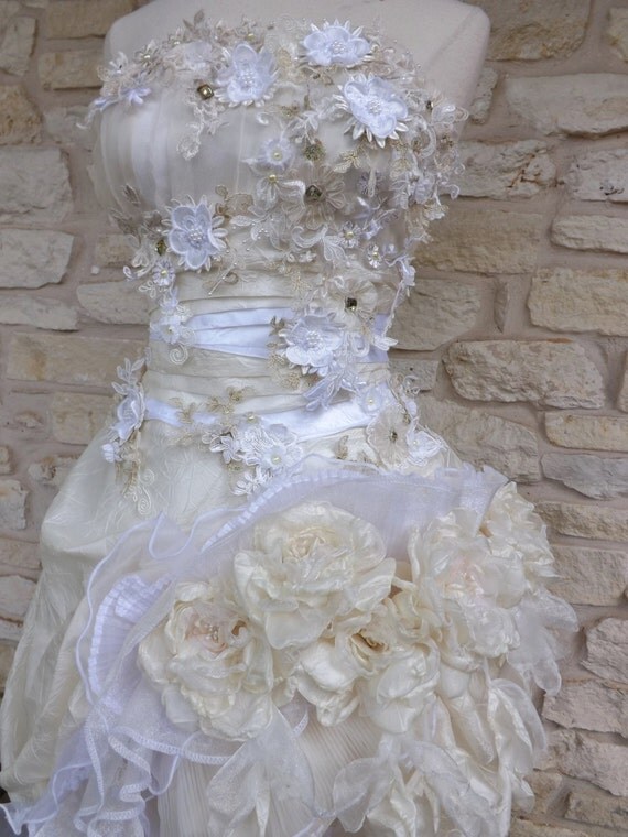 RESERVED for ASHLEY G. Handmade Wedding Dress Mini Plus Tail