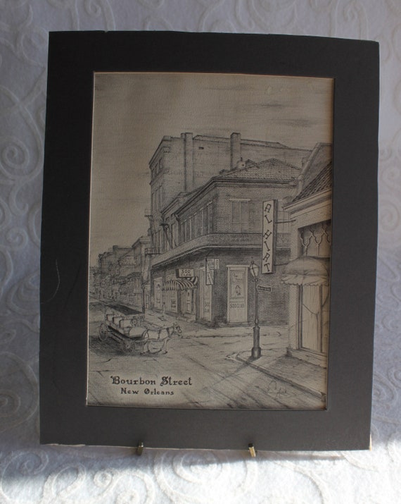 Vintage New Orleans Archie Boyd Pencil Sketch 70s Print of