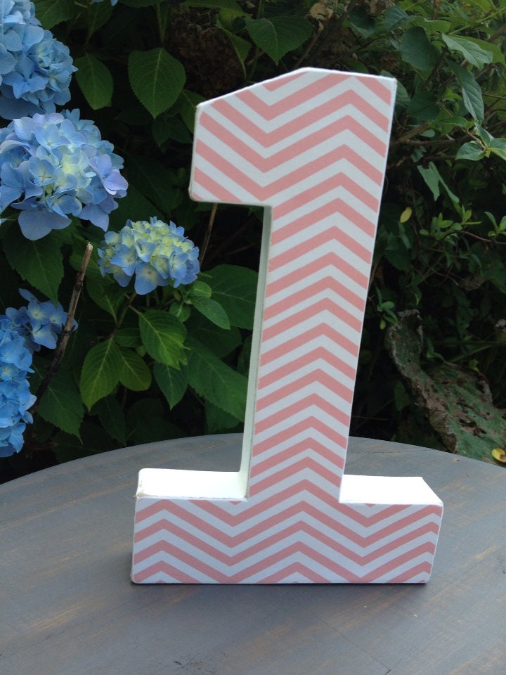 Pink Birthday Number 1 Photo Prop / Chevron / by DaydreamingKat