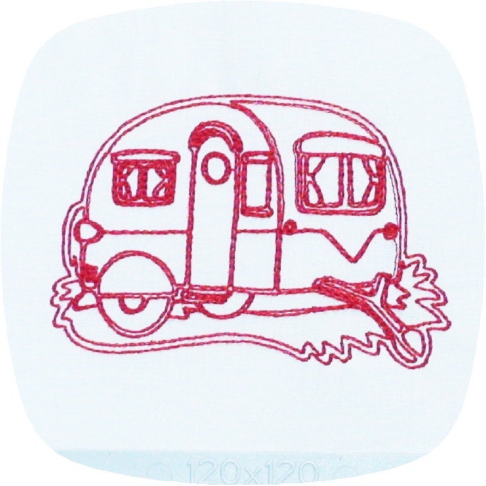 Instant Download Camping Redwork Embroidery by HappyLaneEmb
