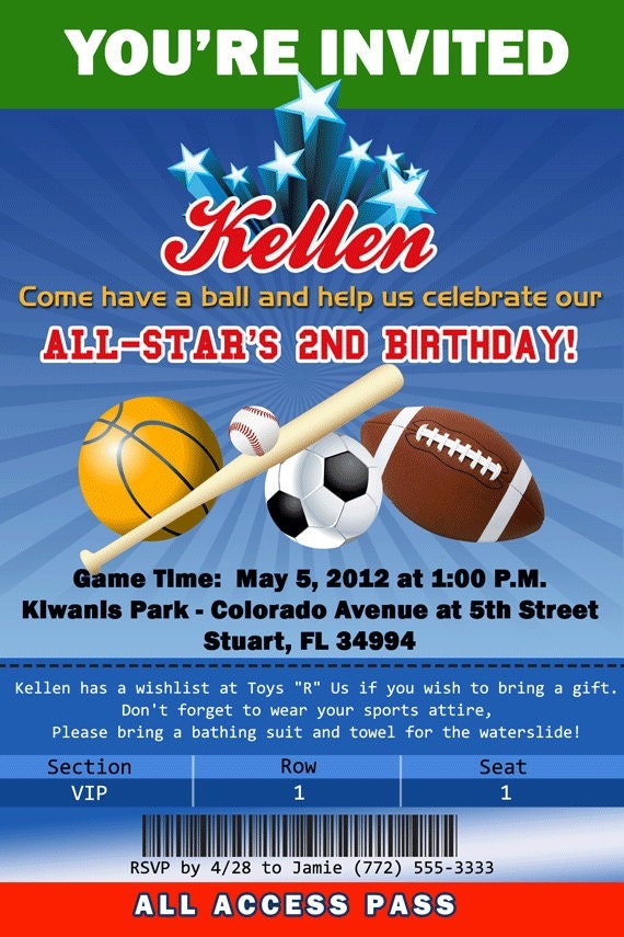 Sports Themed Birthday Invitations 7
