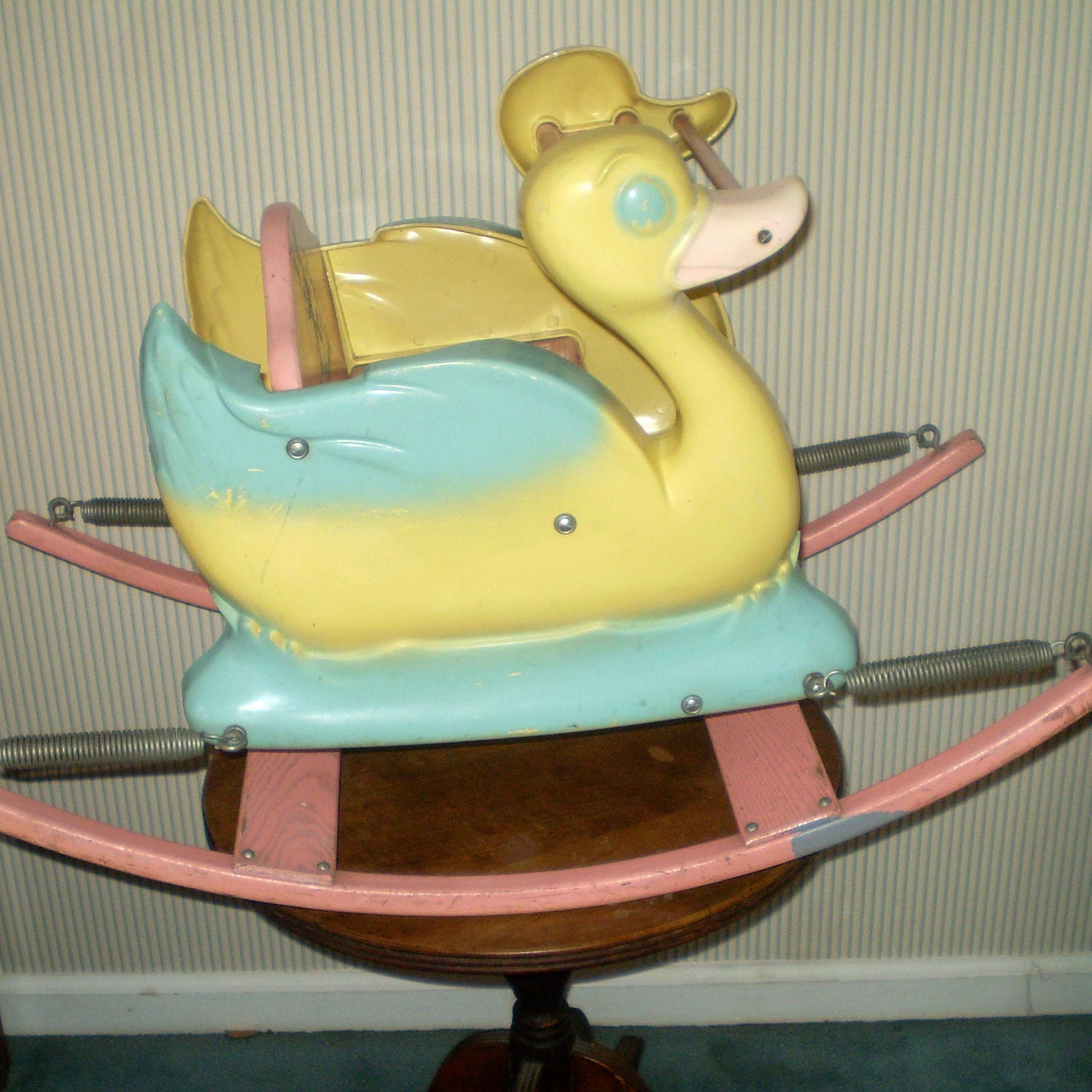 SALEVintage Rocking Bouncing Duck baby toy Midcentury