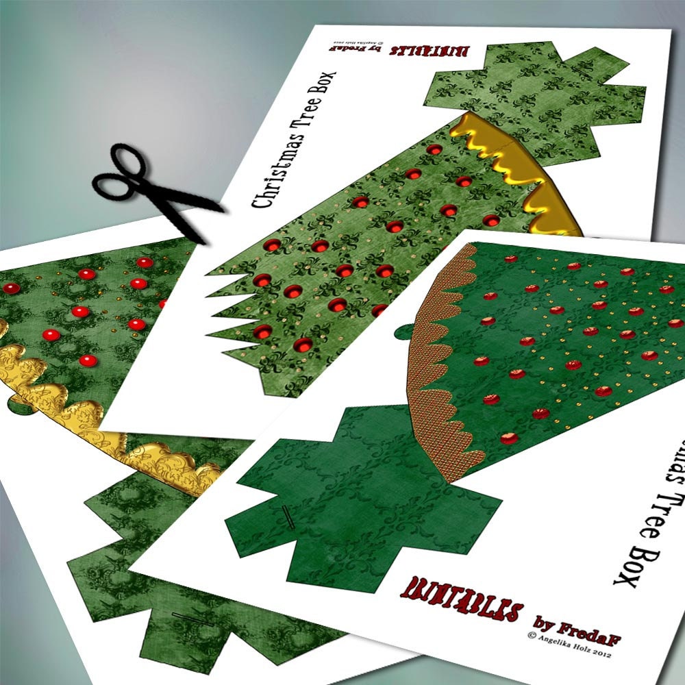 Christmas tree DIY printable gift box fun shape holiday