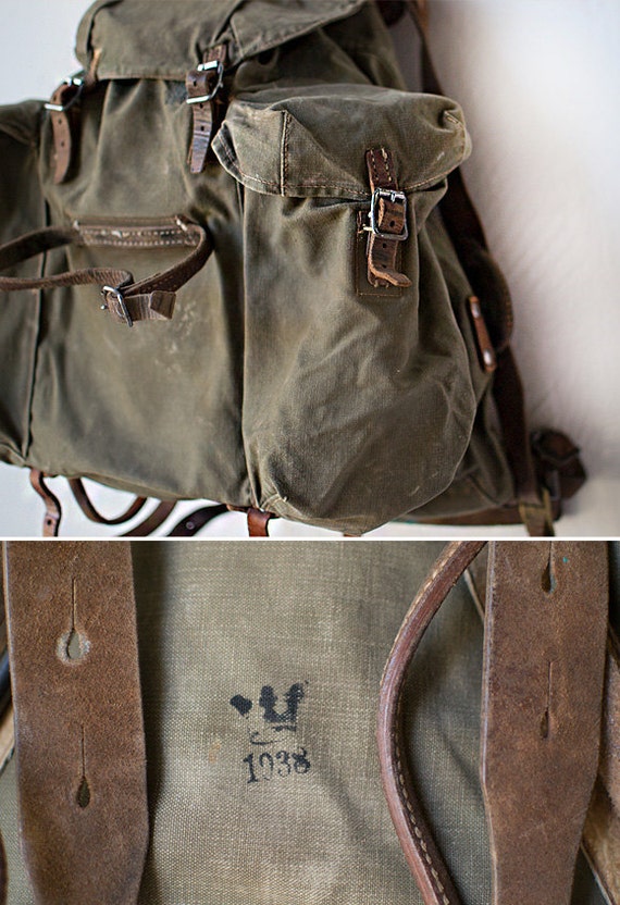 rare vintage swedish 1930s military backpack // vintage