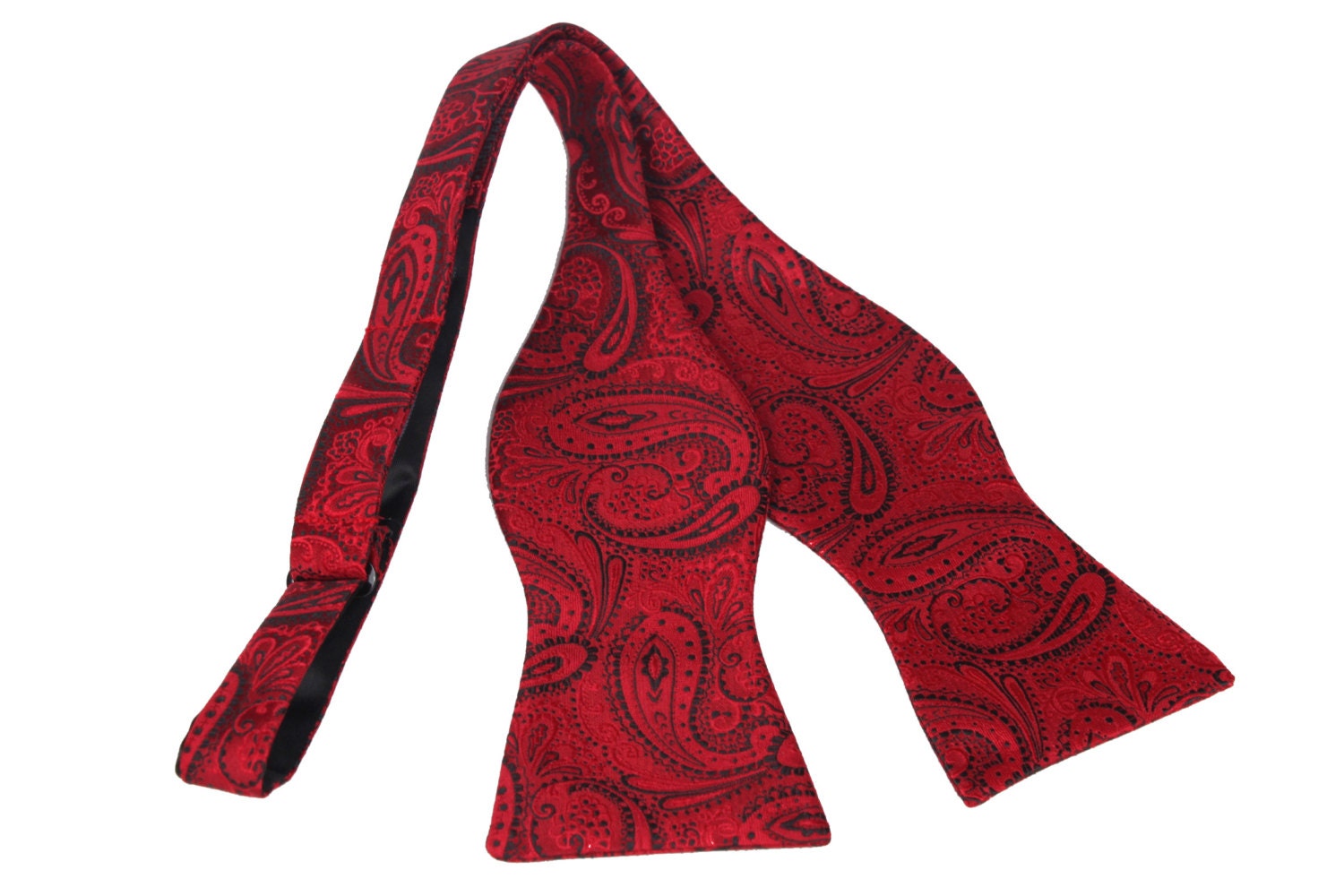 Men's Bow Tie Self Tie / Untied Bowtie Paisley Maroon by OTAA