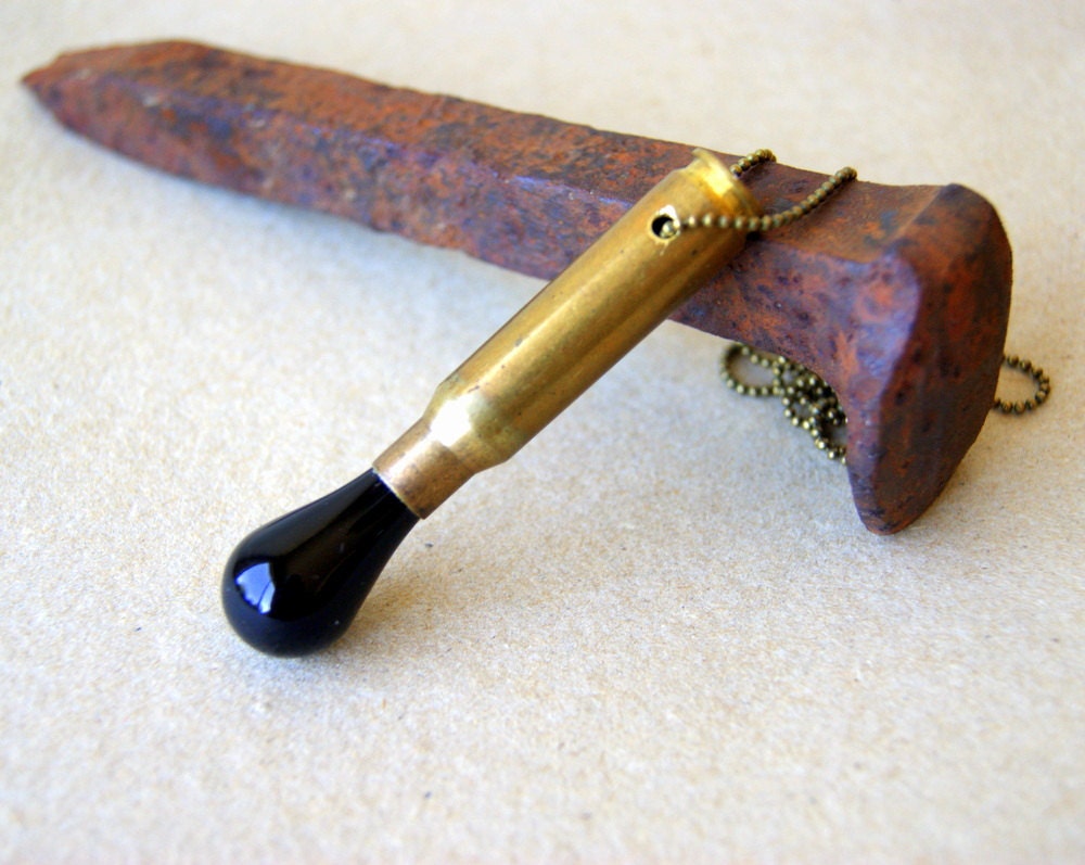 Bullet Necklace brass rifle shell necklace with black