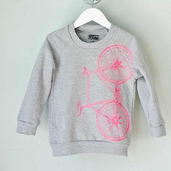 SALE - Toddler bicycle sweatshirt - hot pink fixie bike on athletic ...