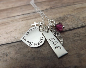 Handstamped jewelry-personalized necklace- Remembrance necklace-until we meet again-sterling silver-birthstone-personalized jewelry