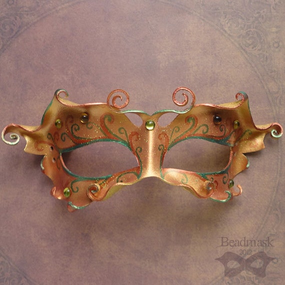 Fall Fairy Leather Mask In Autumn Hues Halloween Masquerade