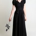 RESERVED - 1930s Maxi Dress - Vintage Handmade Jet Black Cut Out Shoulder Gown - Small to Medium