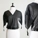 Vintage Disco Blouse - 1980s Silver Sparkle and Black Sheer Dolman Sleeve Top - Small to Medium