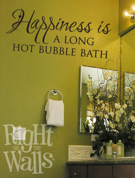 Bathroom Wall Decal 22" Happiness Bubble bath Bathroom Vinyl Wall Decals Room Decor Decorating Wall Art