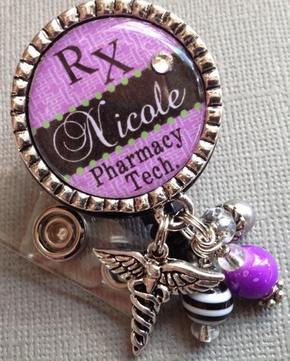 Pharmacy Tech ID Badge Reel Personalized PharmacistRX