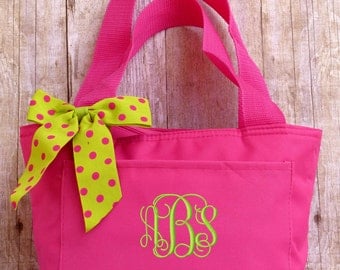 Personalized Lunch Bag Polka Dots Insulated Monogrammed School Box Cooler