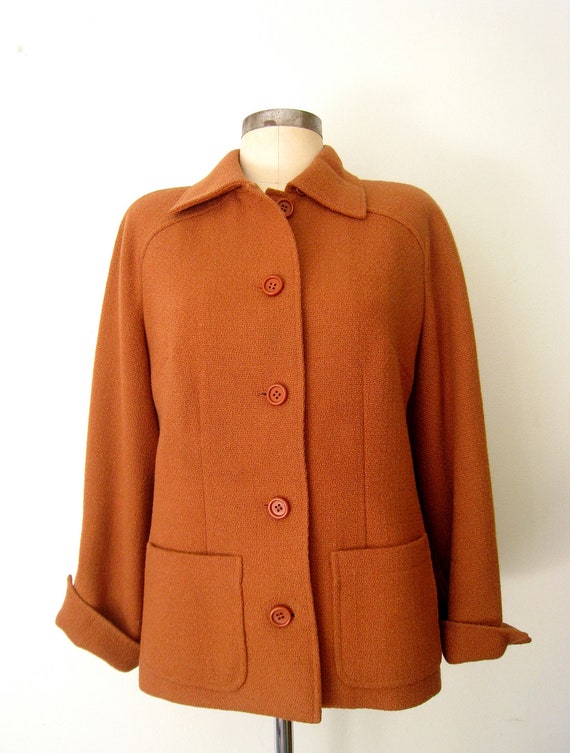 1960s Wool Coat // 60s Wool Jacket // Pumpkin Spice by LolaVintage