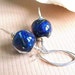 Blue Lampwork Earrings, Artisan Glass Bead Earrings, Sterling Silver - SAPPHIRE SKY