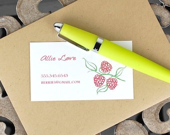 Calling Cards / Custom Calling Cards / Business Cards / Contact Cards / Personalized Calling Cards - Raspberries