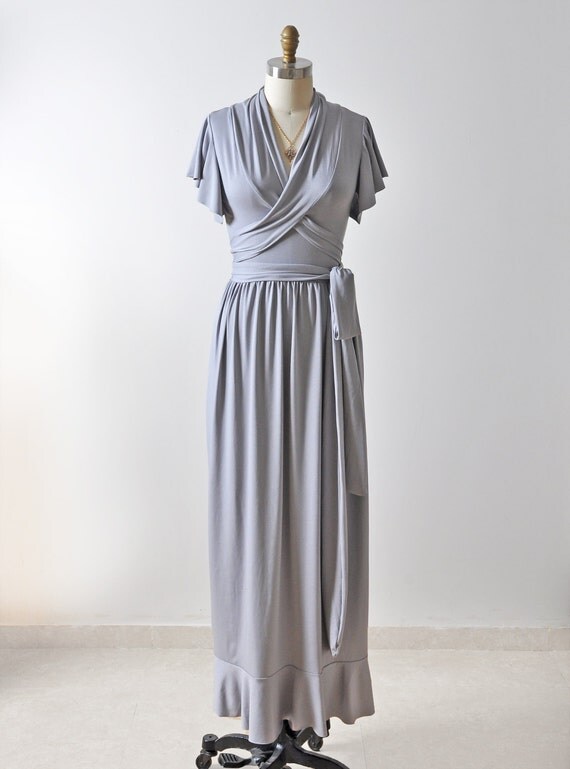 Grey Maxi Dress, Grey Dress For Women, Grey Jersey Dress , Floor Length ...