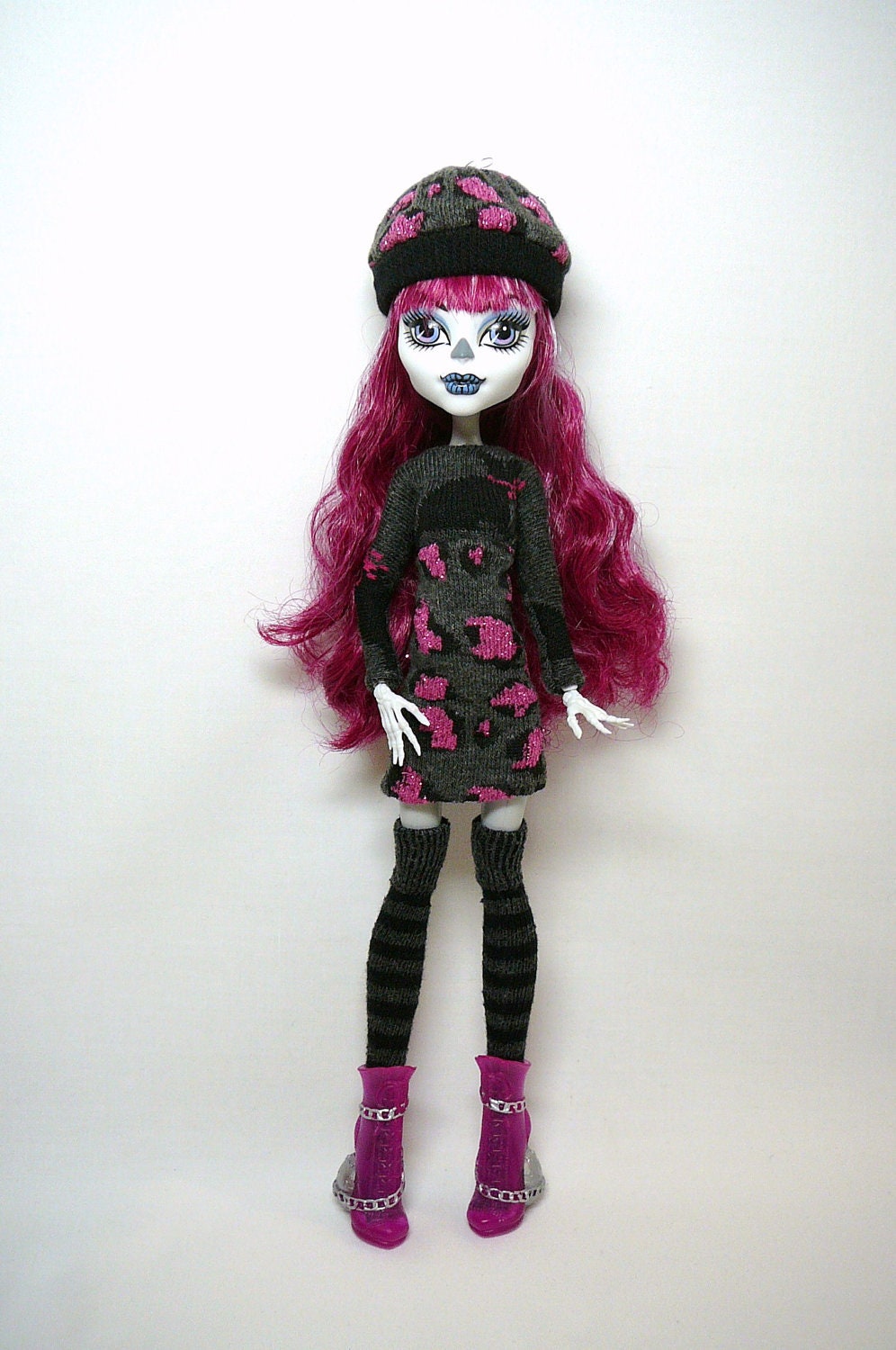 Monster High Doll Clothes Doll Dress Beret & Thigh High
