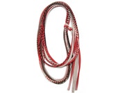 Fabric Necklace, Red Brown Skinny Scarves, Scarf Necklaces, Spring Necklaces, Summer Necklaces, Tribal Necklaces, Burning Man Scarves, Mens