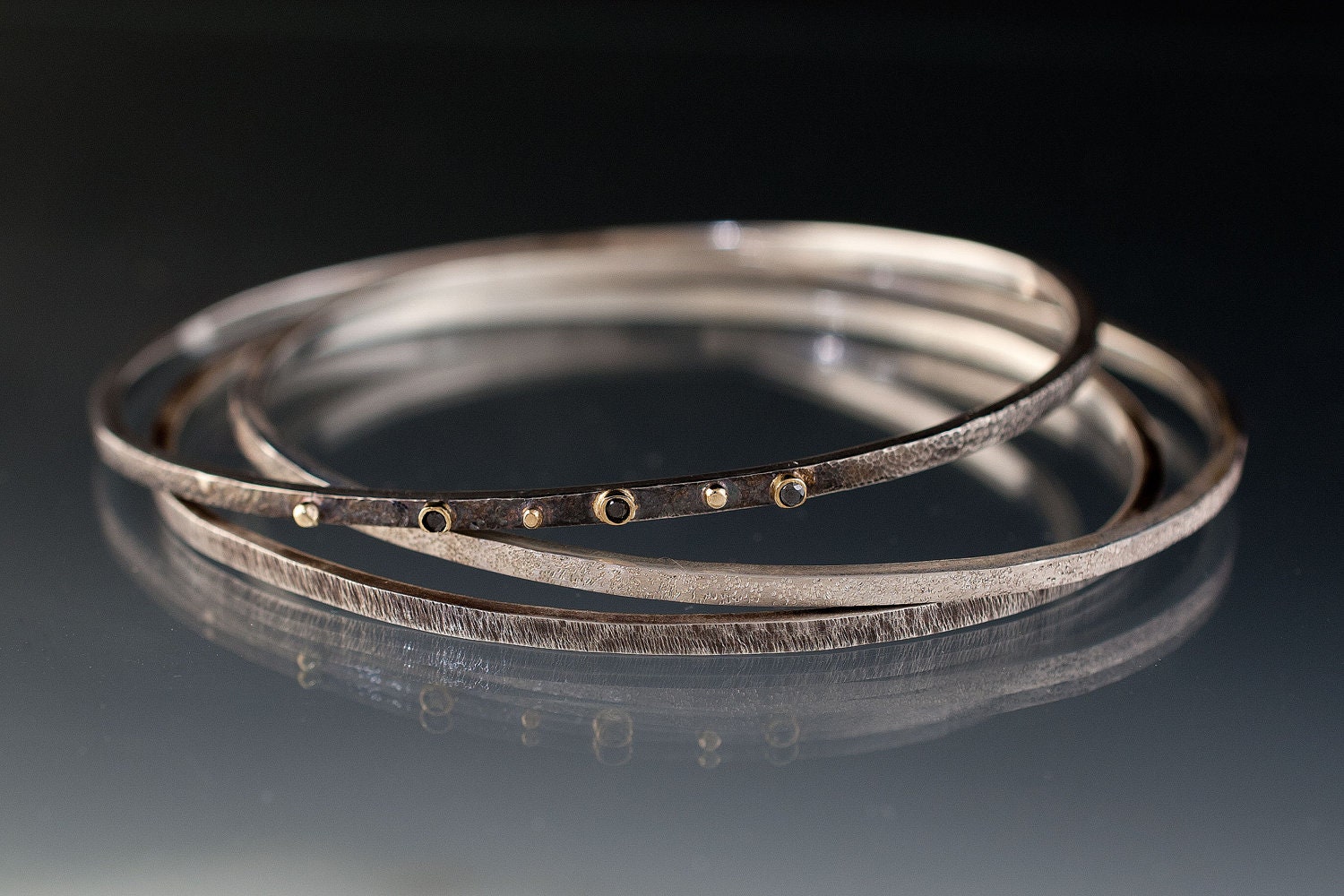 Textured Sterling Silver Bracelets Black Diamond in by nodeform