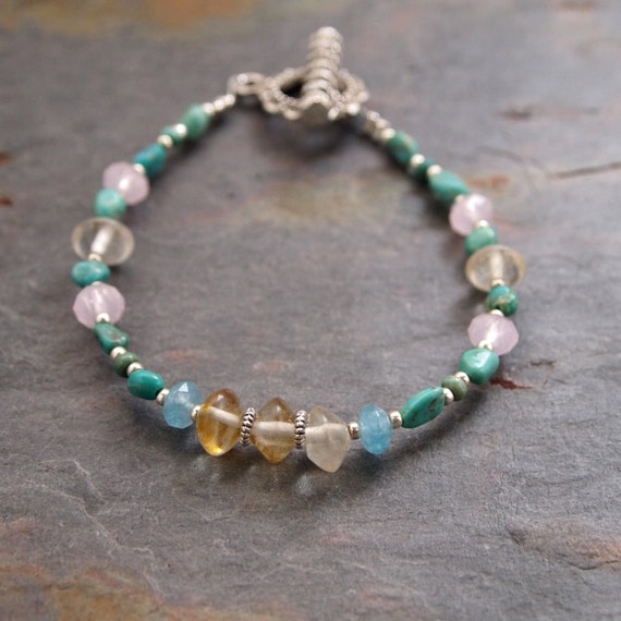 Items similar to Turquoise and Gemstone Bracelet on Etsy