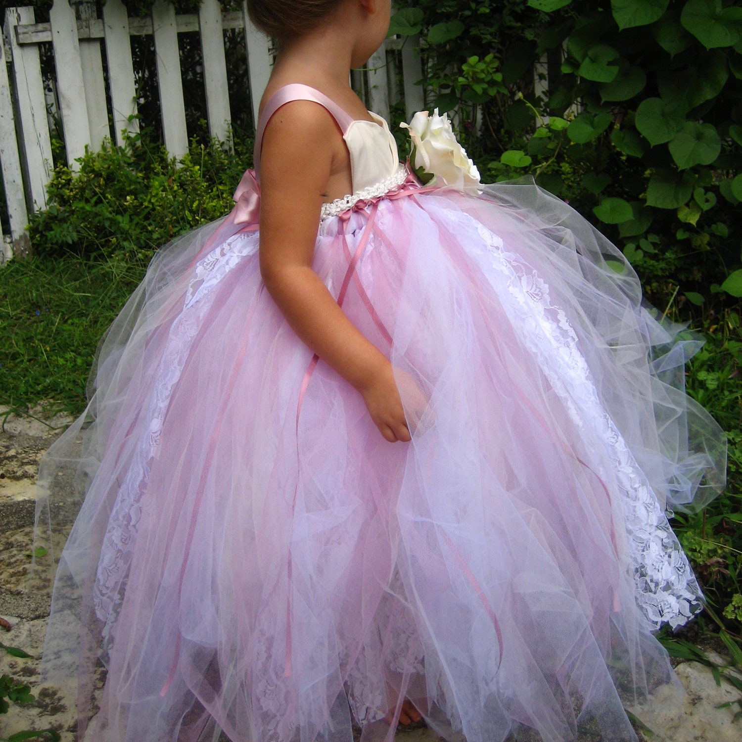 Pink Tulle Flower Girl Dress sizes 6 9 by sahmom2threegirls