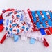 Cat in the Hat Ribbon Rag Baby Quilt with minky - Red, Blue, & White