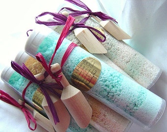 SALE-Dead Sea Bath Salts-You get 9- 6 oz. tubes each with wooden scoop. Made by Nana J's Handmades