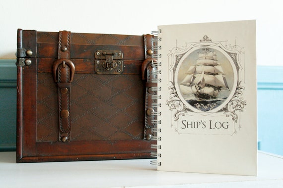 Nautical Journal, Vintage Sailing Ship in Victorian Frame, Wire Bound Notebook - 5.625" X 8.625"