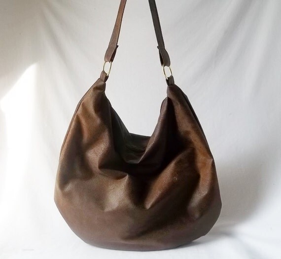 Hobo purse brown ultra suede handbag Vegan slouch bag by ACAmour