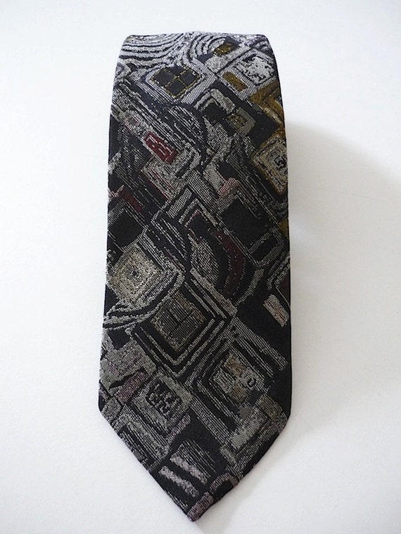 Vintage Neckties Men's 80's Skinny Tie Abstract