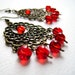 Valentines day - Lady in red - antique bronze scarlet red Earrings unique design