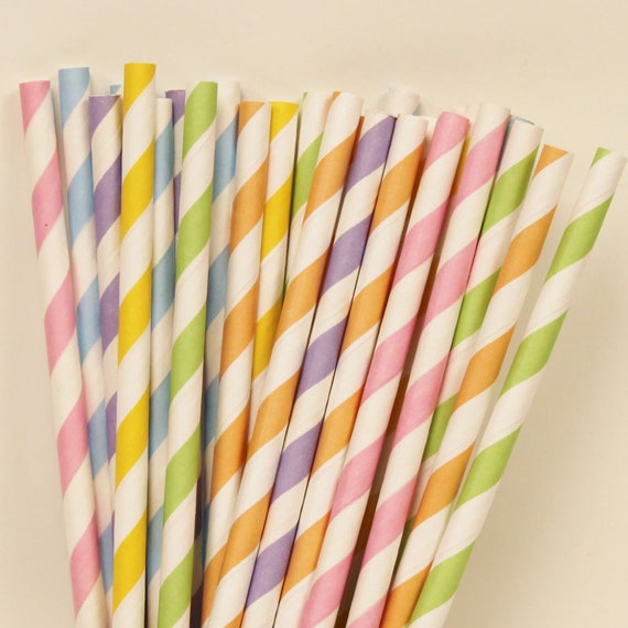 Paper Straws 25 Rainbow Pastel Assorted Paper Straws Rainbow