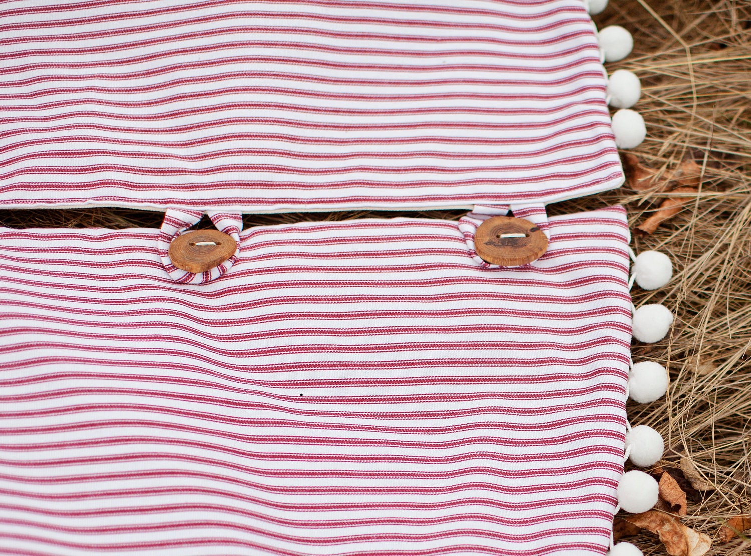 Christmas Tree Skirt Ticking Stripe Red and White