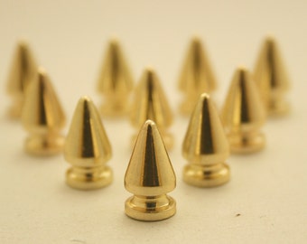 10 sets Gold Cone Spikes Screwback Studs Rivets Leathercraft Decorations Findings 7 mm. KG713