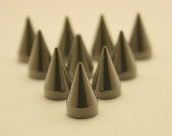 10 pcs.Gunmetal Cone Spikes Screwback Studs Leathercraft Decorations Findings. WYGun712