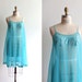 SALE / vintage 1960s tourquise blue nylon chiffon baby doll lingerie
