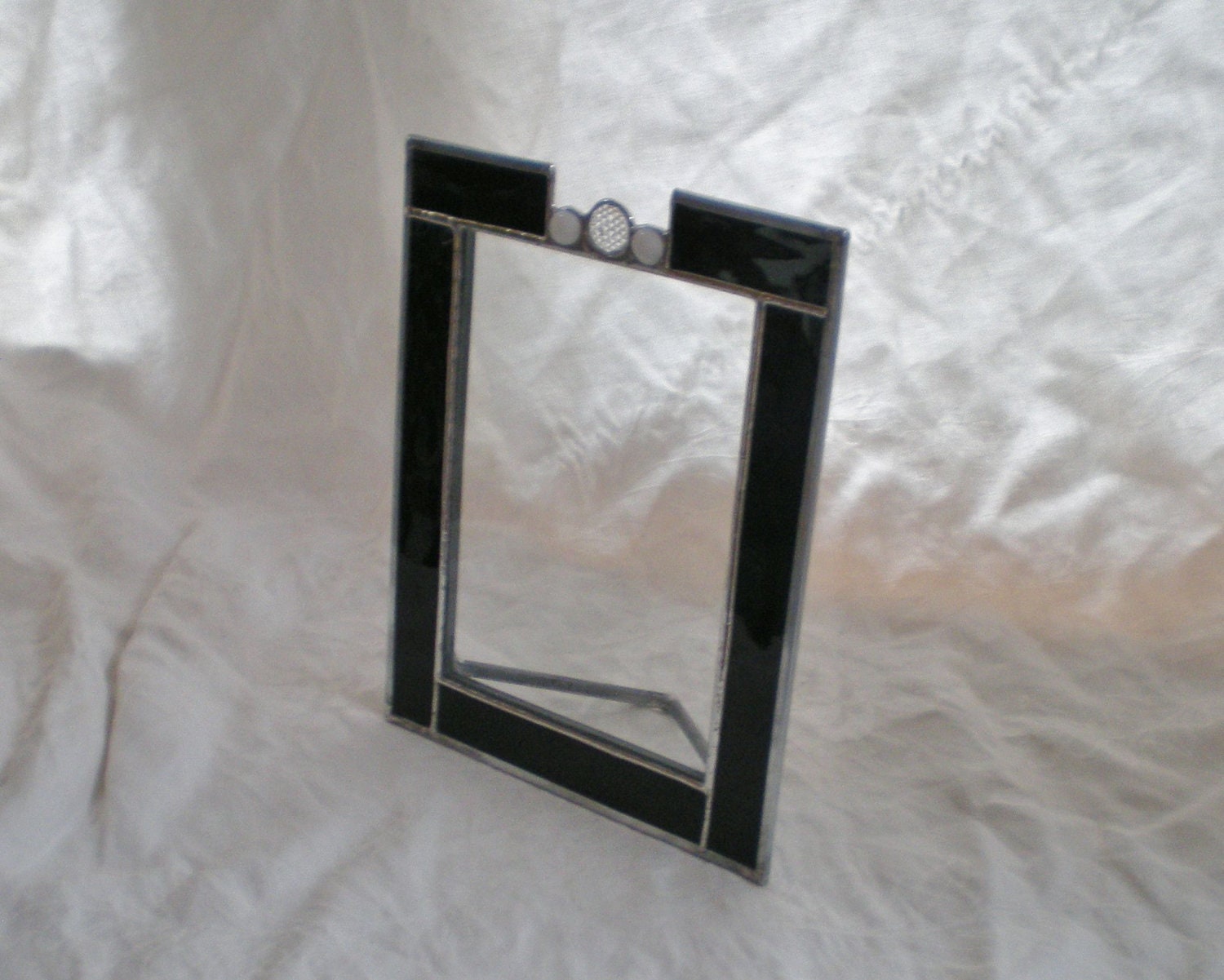 Stained Glass Picture Frame Black water glass clear and white