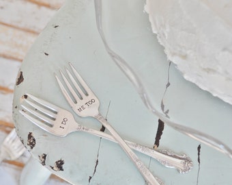 I DO, ME TOO Vintage Wedding Cake Forks (Matching Set)